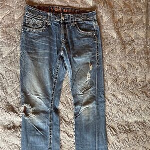 ⚜️ Rock Revival Elton Straight Size 33 Distressed Jeans